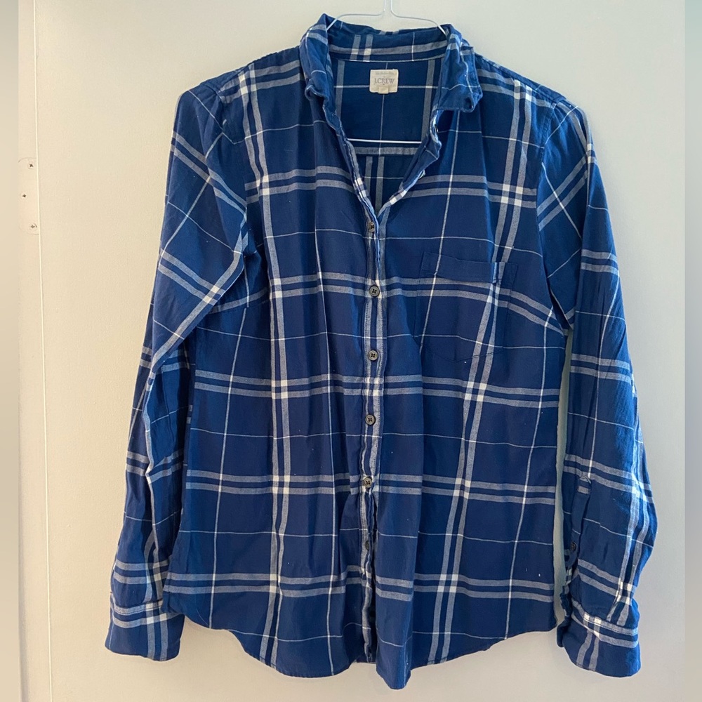 Women's J.Crew Perfect Shirt Plaid Button Down, Medium